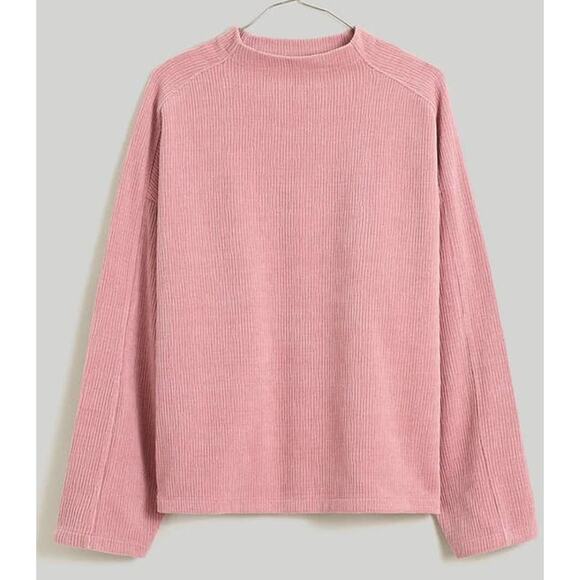 Madewell Striped Jacquard Funnel Neck Long Sleeve Top US Women's L New - Picture 1 of 5